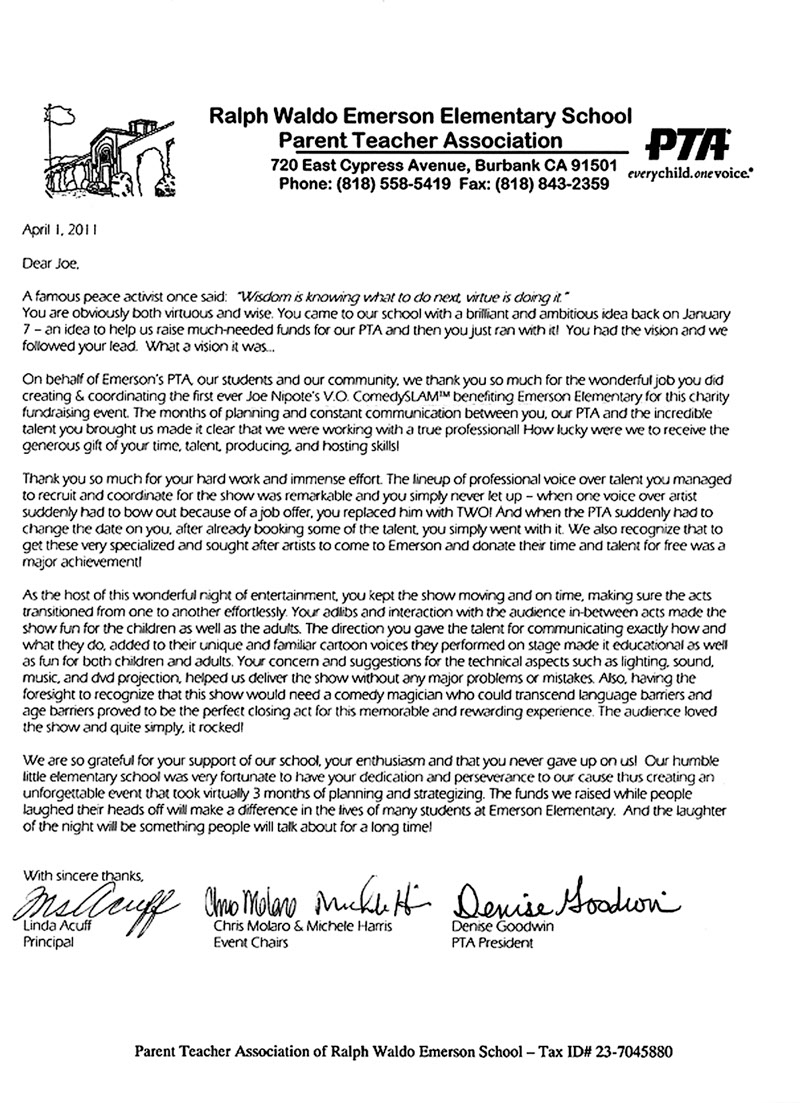 Letter from charity